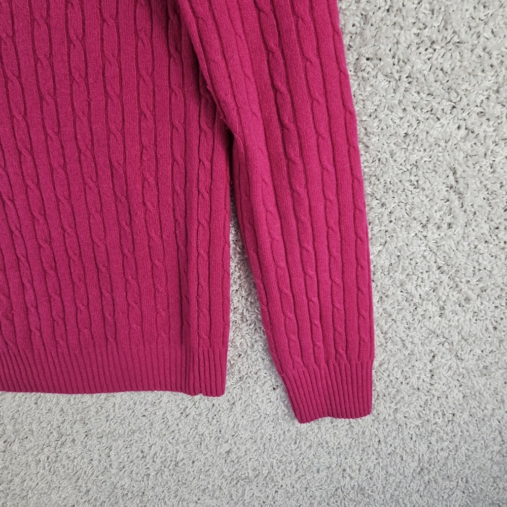 J. Crew Pullover Cable Knit Sweater Size Small Wool Blend Fuchsia Hot Dark Pink - Picture 14 of 14